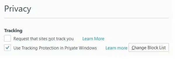 Firefox privacy option