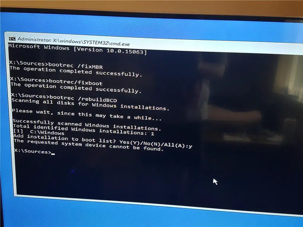 xp recovery console commands fixboot
