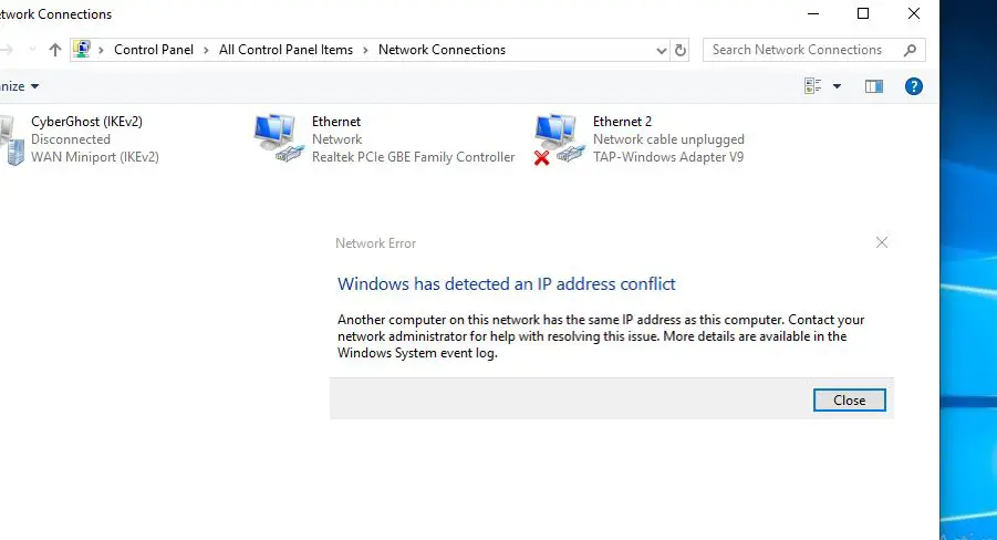 Windows IP Address Conflict
