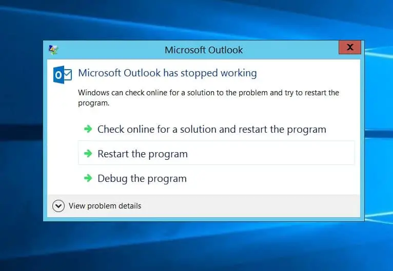 Microsoft Outlook Not responding