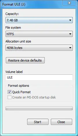 Modify The File System of the USB drive To NTFS