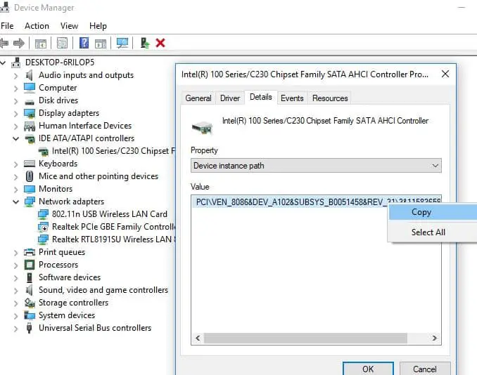 Note Down Device instance path