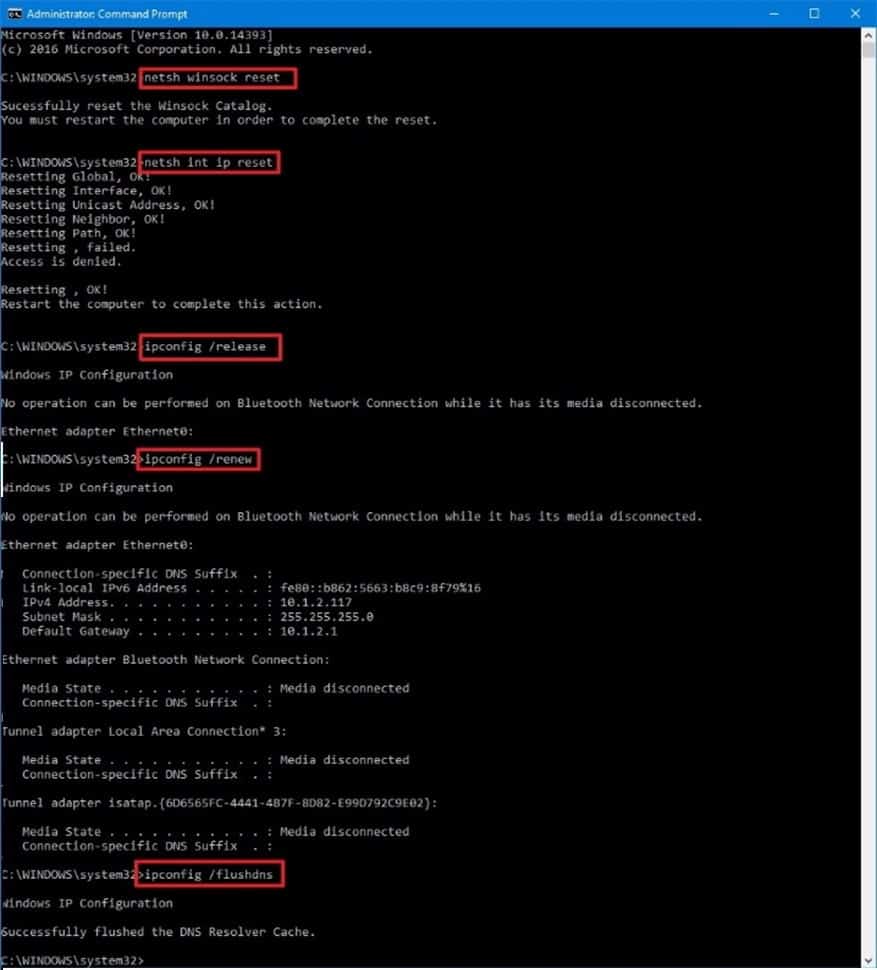 Reset the TCPIP stack