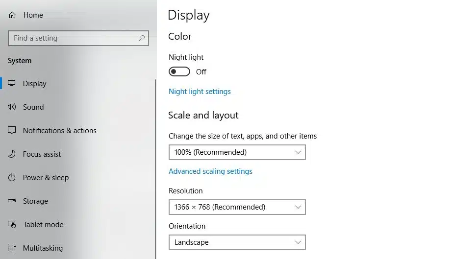 Turn on Windows 10 Night light