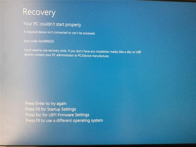 Solved: Your pc needs to be repaired error 0xc0000225 on windows 10