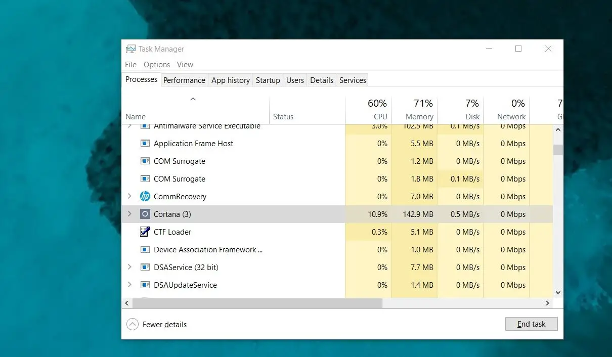 Windows 10 High CPU usage