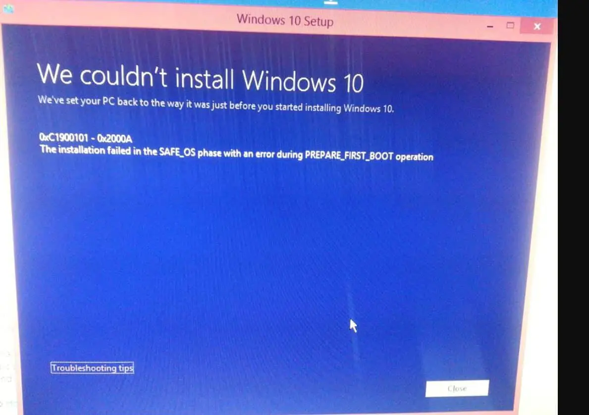 Windows 10 Upgrade Error