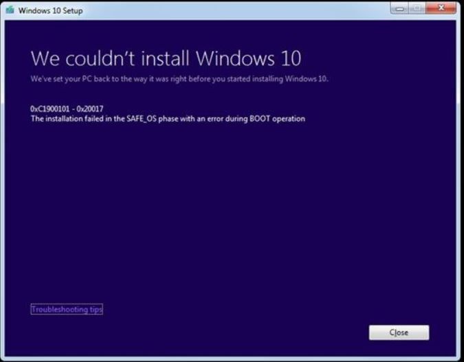 Windows 10 update Error 0xc1900101