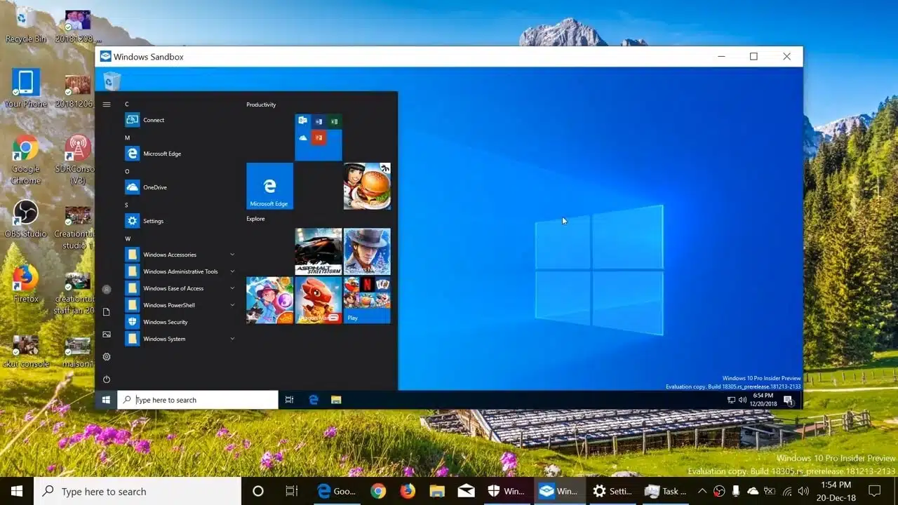 Windows Sandbox environment on Windows 10