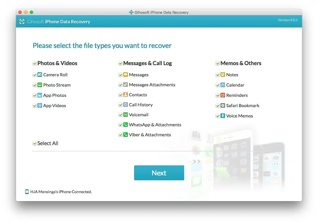choose the file types you want to recover
