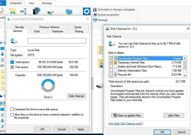cleanup system files disk cleaner