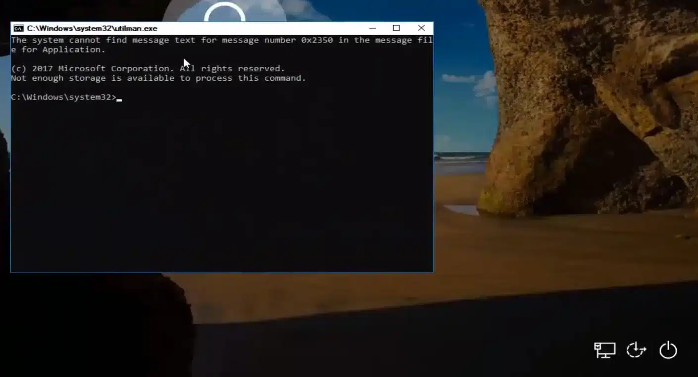 click on utility icon to open command prompt