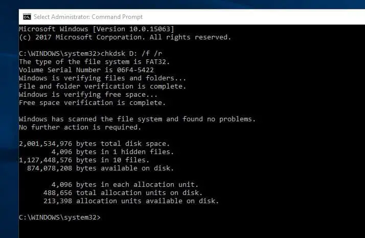 command to check Disk Errors