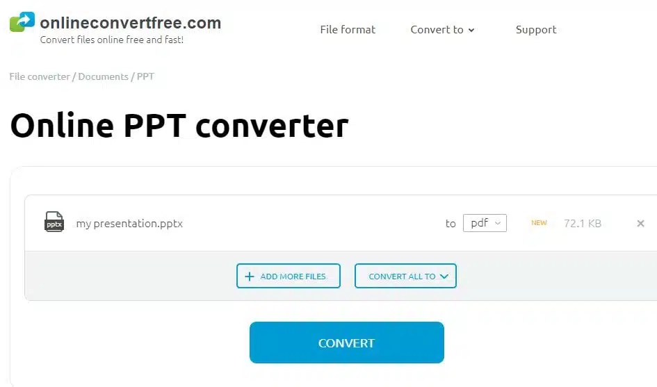 convert PPT to PDF or PPTX