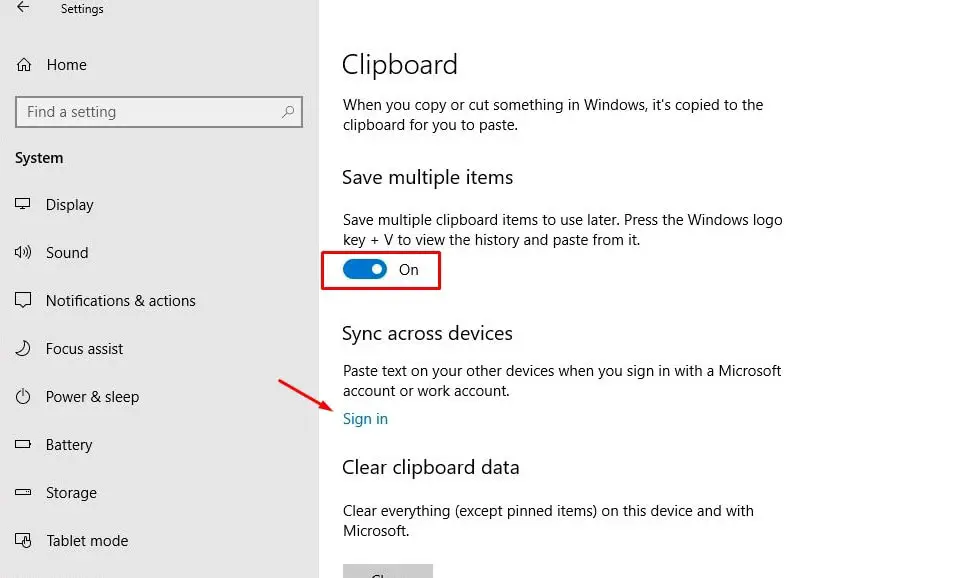 How To Enable clipboard sync across devices on windows 10  - 37