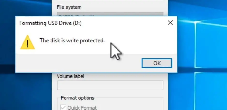 remove write protection from usb windows 10