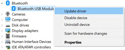 update Bluetooth device driver