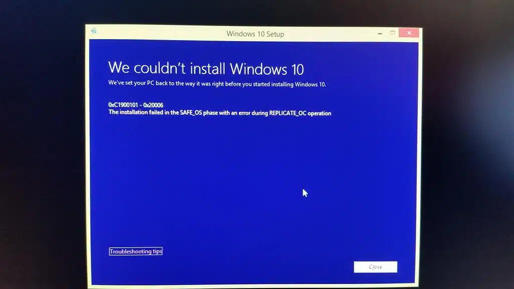 windows 10 installation errors