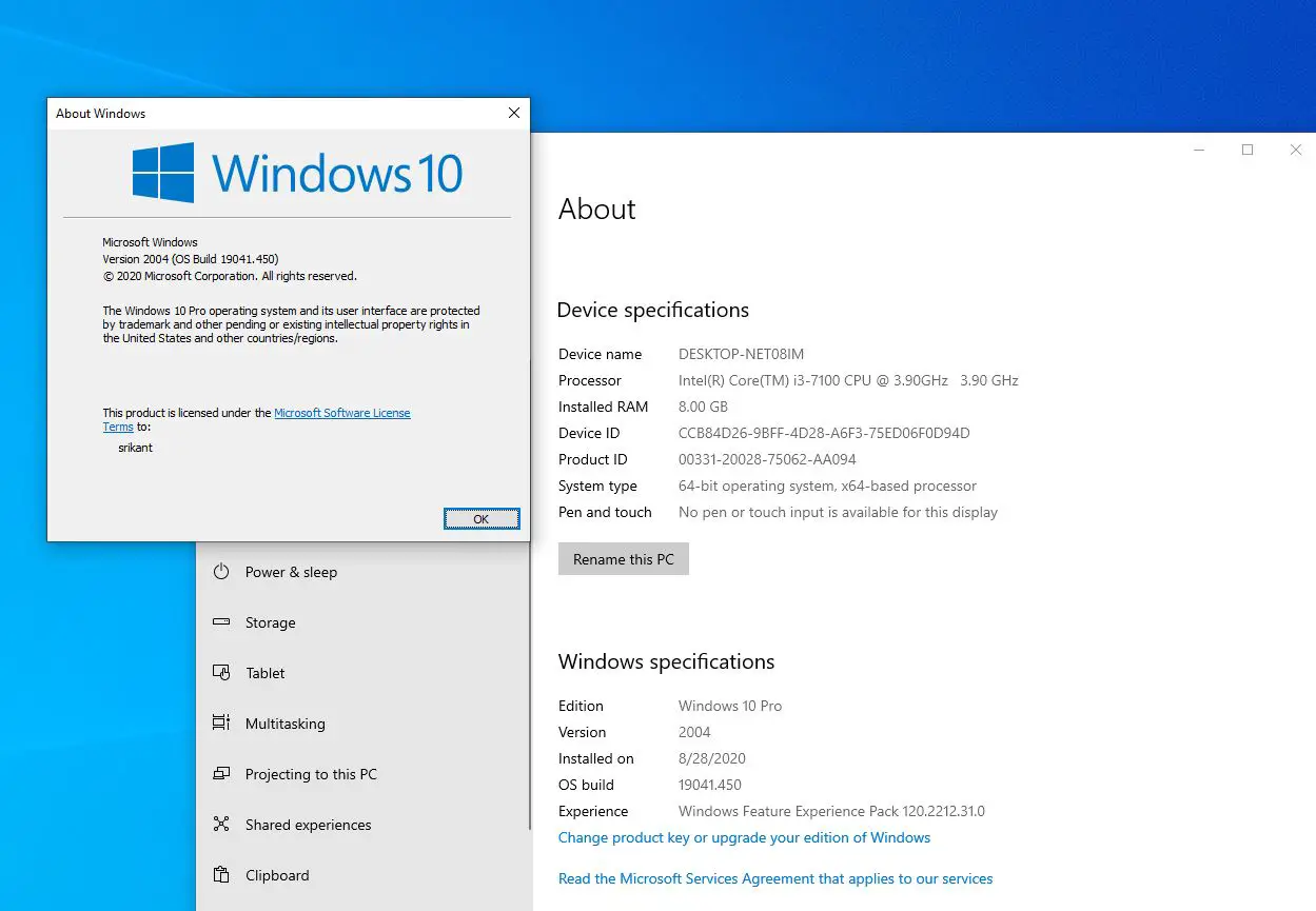 Check Windows 10 Build Version details