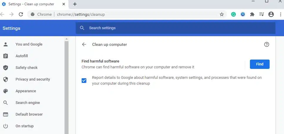 Chrome cleanup tool