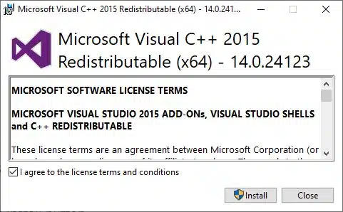 Install Visual C++ Redistributable