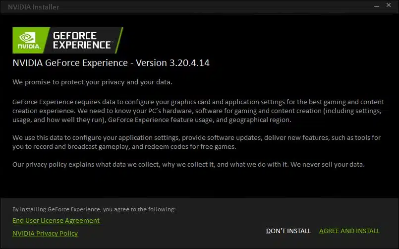 Install Geforce experience