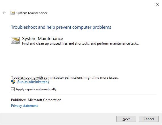 System Maintenance Troubleshooter
