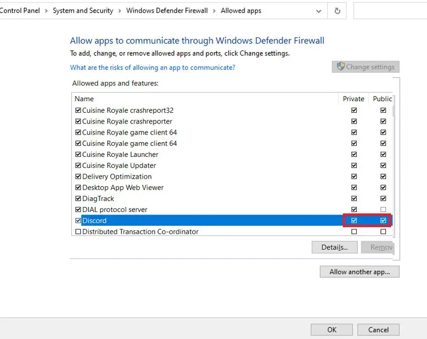 allow discord through firewall