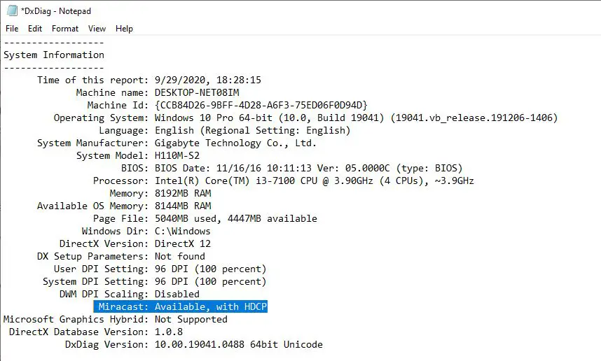 Miracast Not Supported By Graphics Driver Windows 10