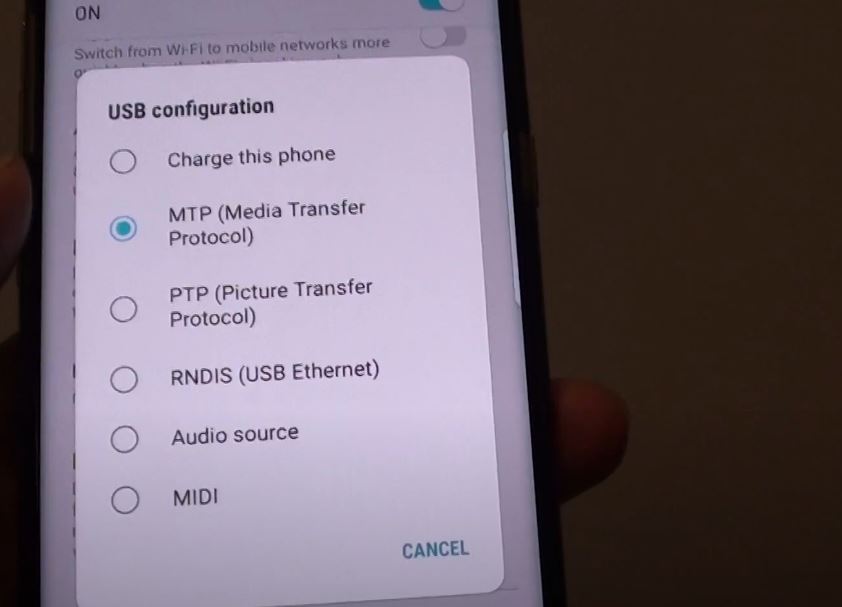 USB configuration Settings on Android