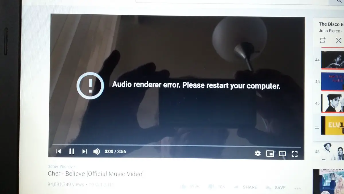 audio renderer error YouTube