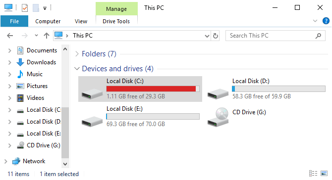 windows 10 local disk e