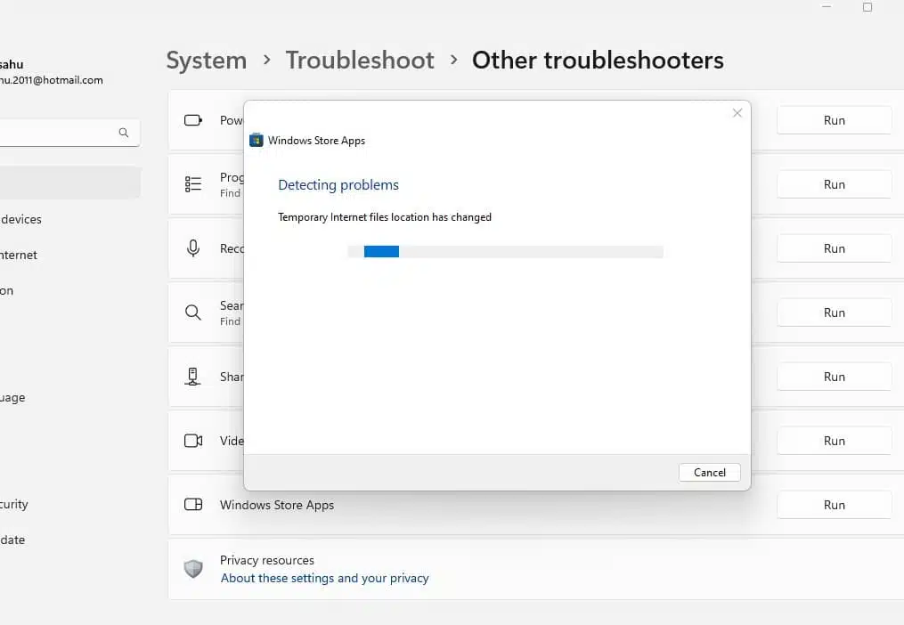 Windows store app troubleshooter
