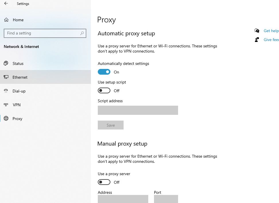 powershell disable proxy windows 10