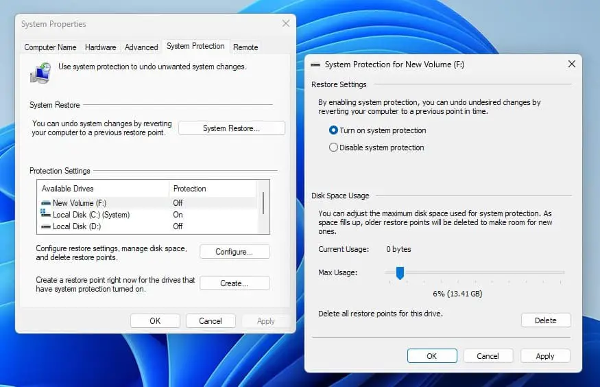 How to Enable and Configure System Restore