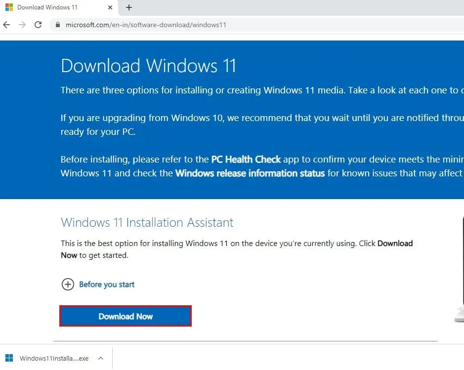 Download windows 11 installation assistant