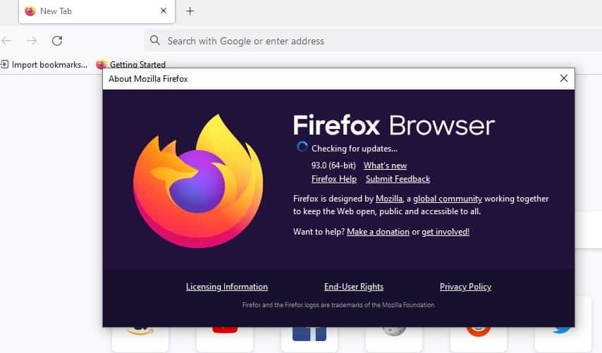 Firefox checking for updates