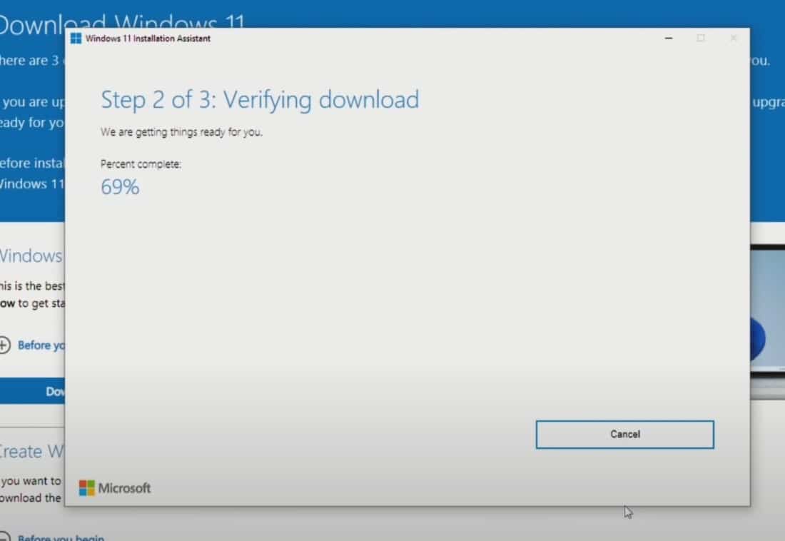 windows 11 installation assistant verifying