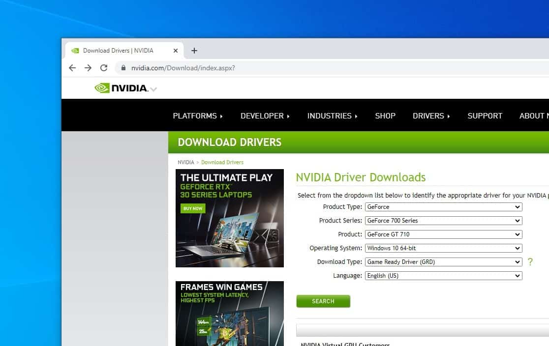 NVIDIA driver download