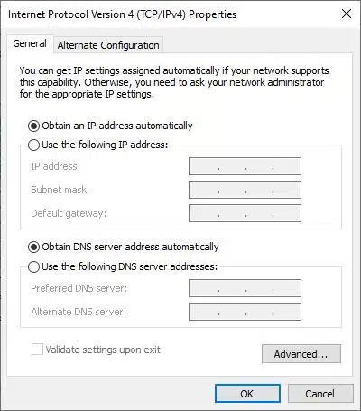 Obtain DNS server address automatically