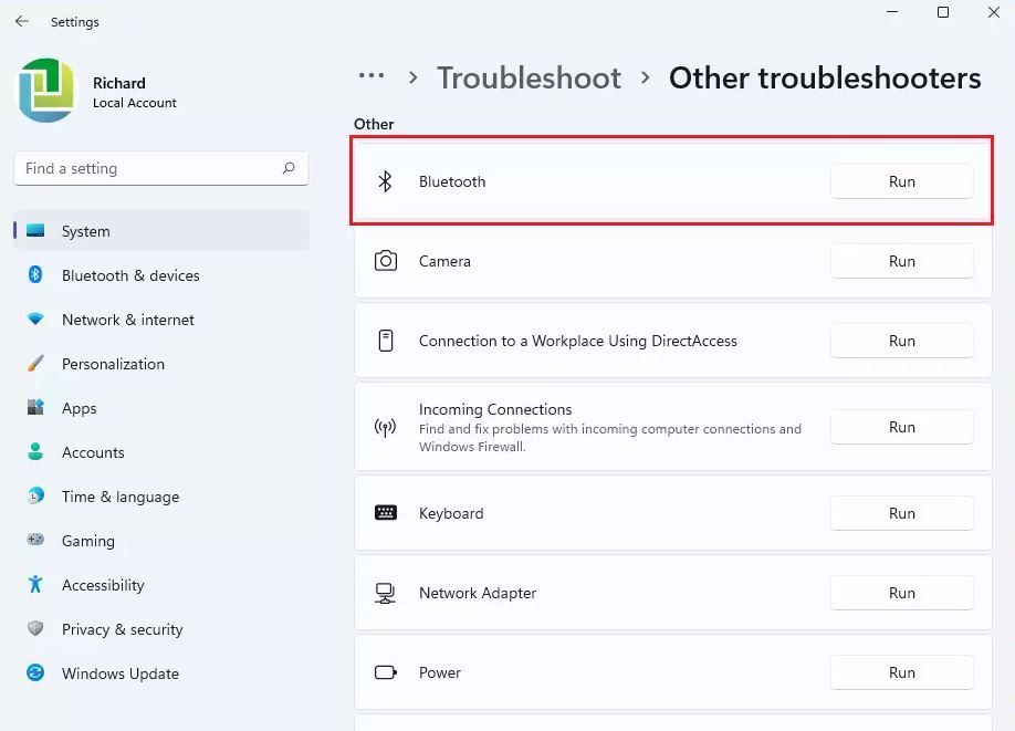 Bluetooth troubleshooter