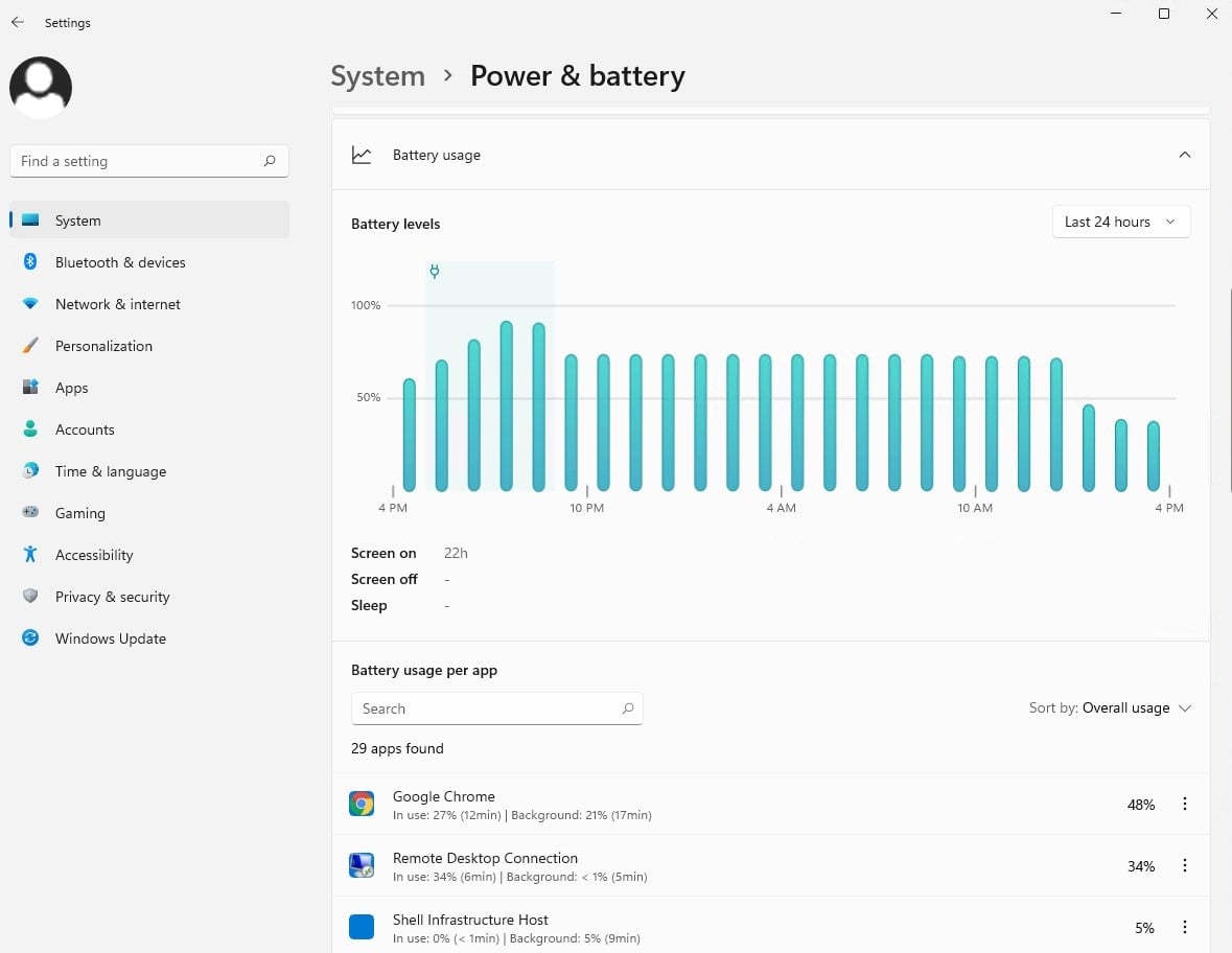 battery usage windows 11