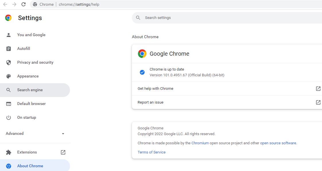 Chrome version 101