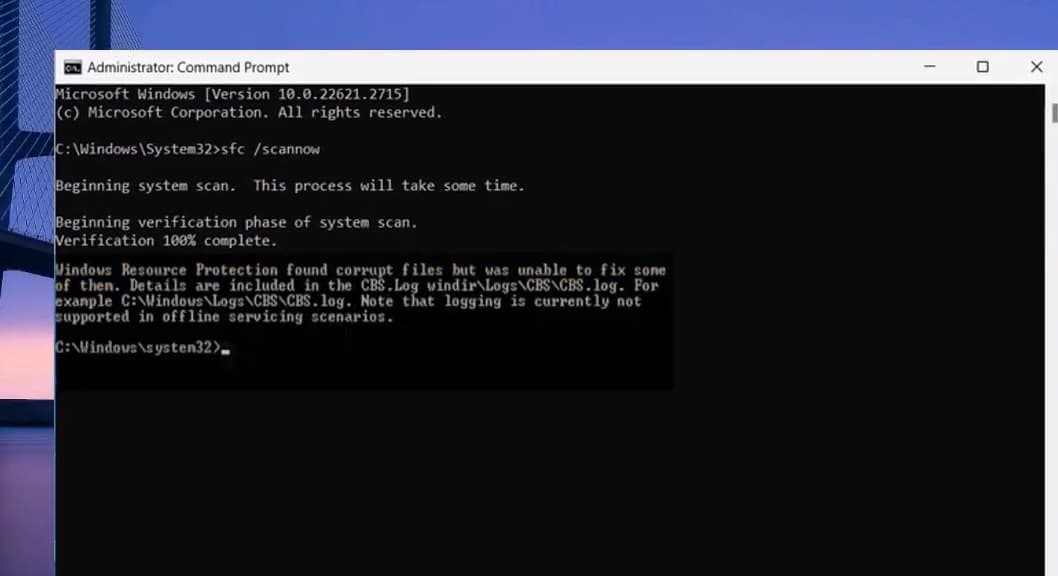 Found Corrupt Files but Was Unable to Fix Some of Them