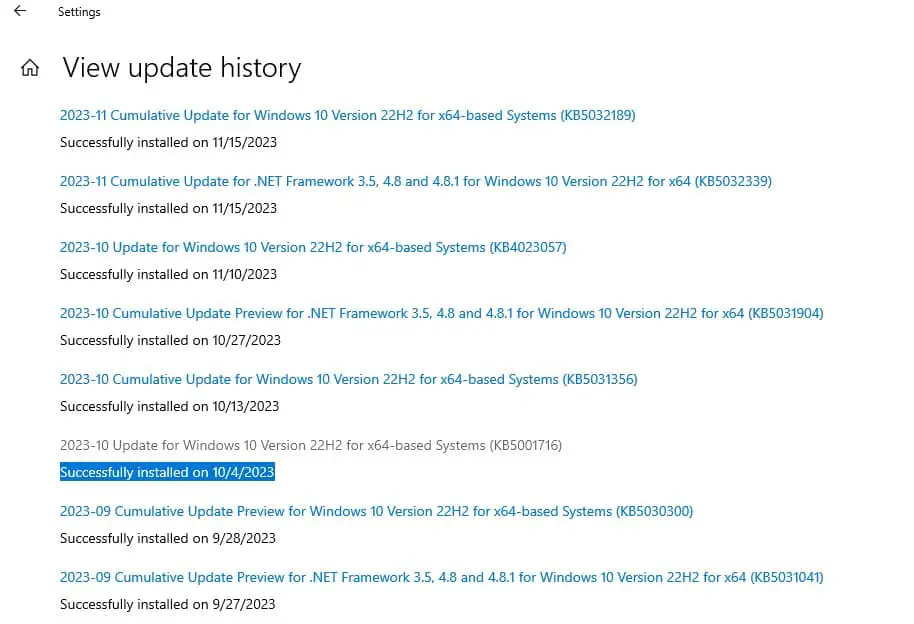 Windows 10 KB5001716 already installed