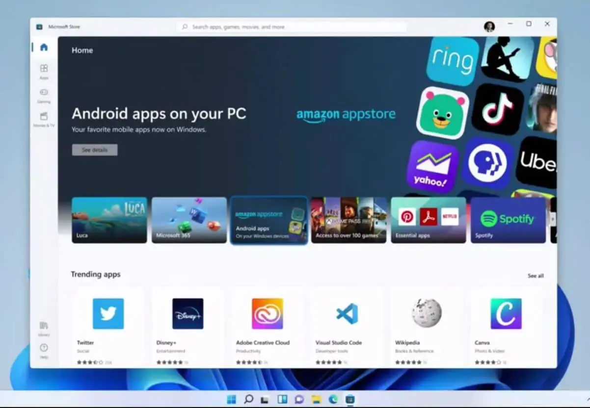 Android apps on windows 11