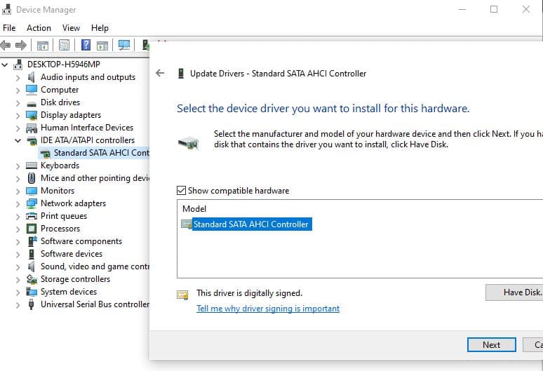 Update SATA AHCI driver