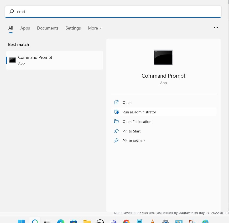 open command prompt as administrator