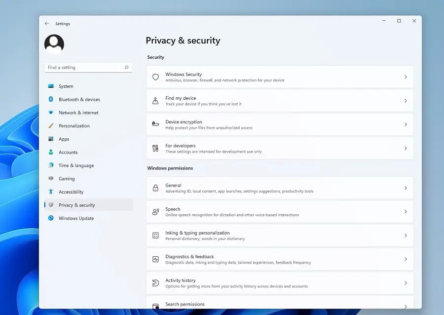 windows 11 privacy settings