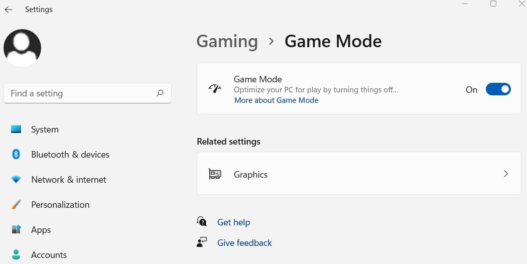 Enable Game mode windows 11